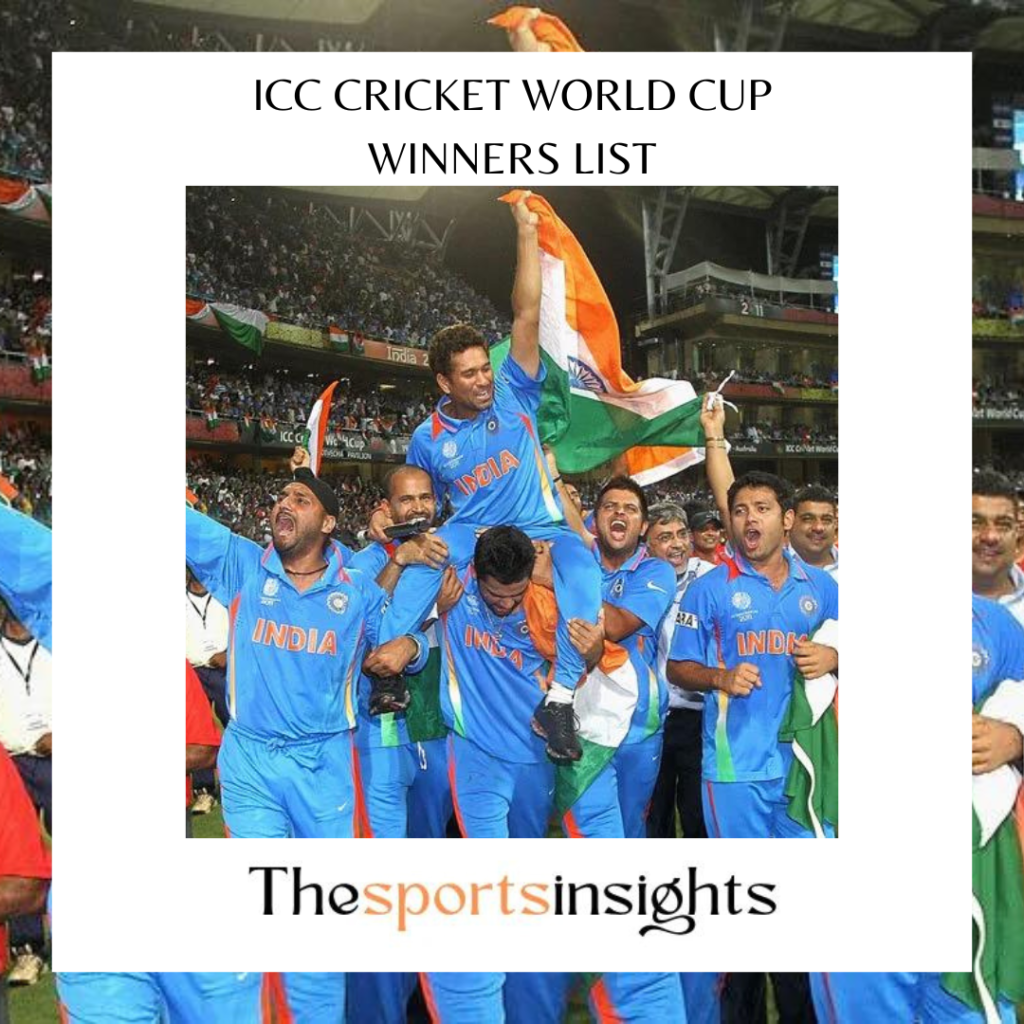 World Cup List Of Winners - India 2023